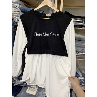 áo baby doll trắng đen