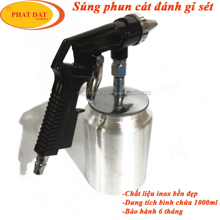 Súng Phun Cát Có Bình Chứa inox 1000ml -Súng Phun Cát Cầm Tay