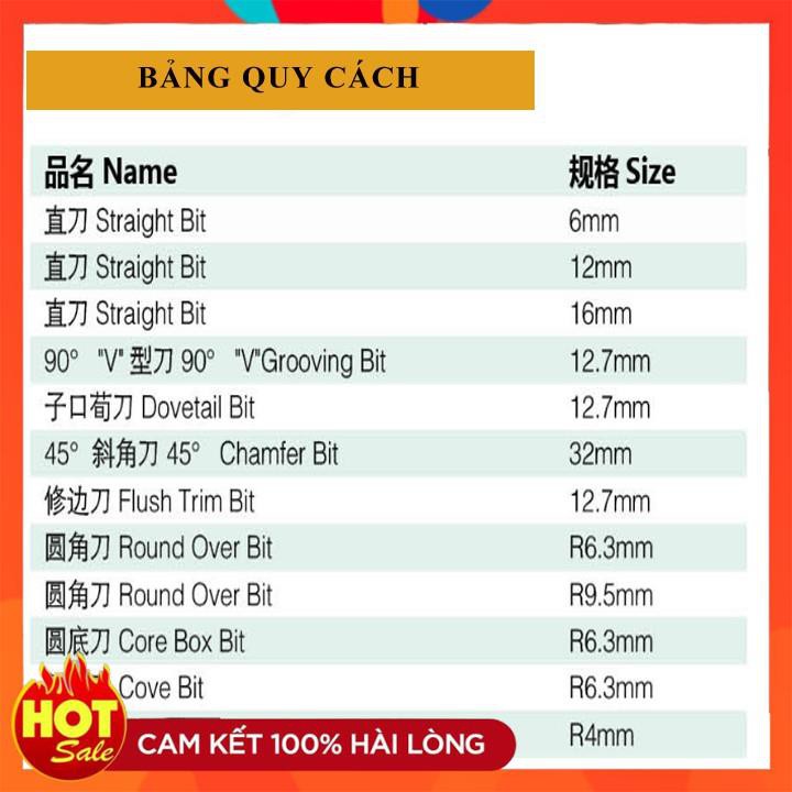 [Hàng Tốt] Bộ mũi phay gỗ cốt 6.35mm hoặc 12.7mm - bộ 12 mũi soi gỗ