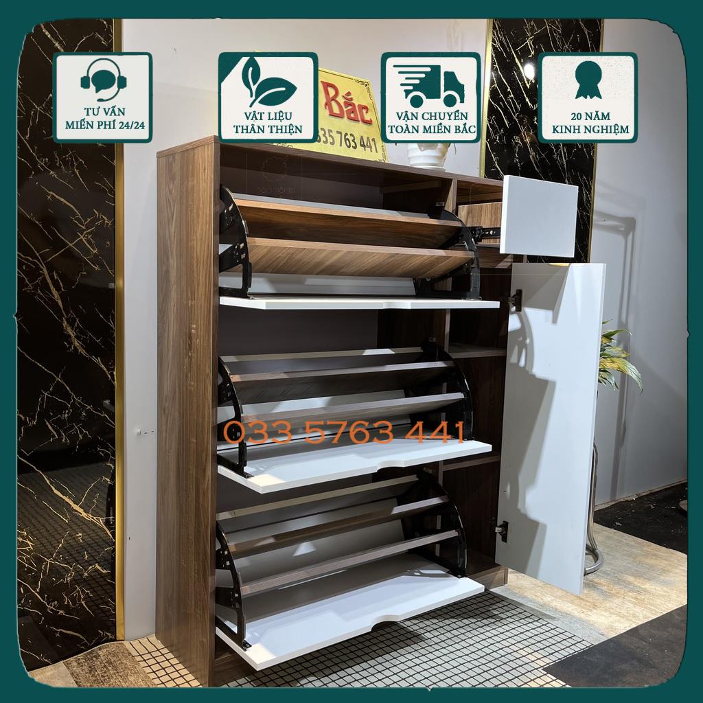 Tủ giày thông minh gỗ MDF phủ melamine - tủ giầy thông minh có hộp để dép kích thước 119x29cm