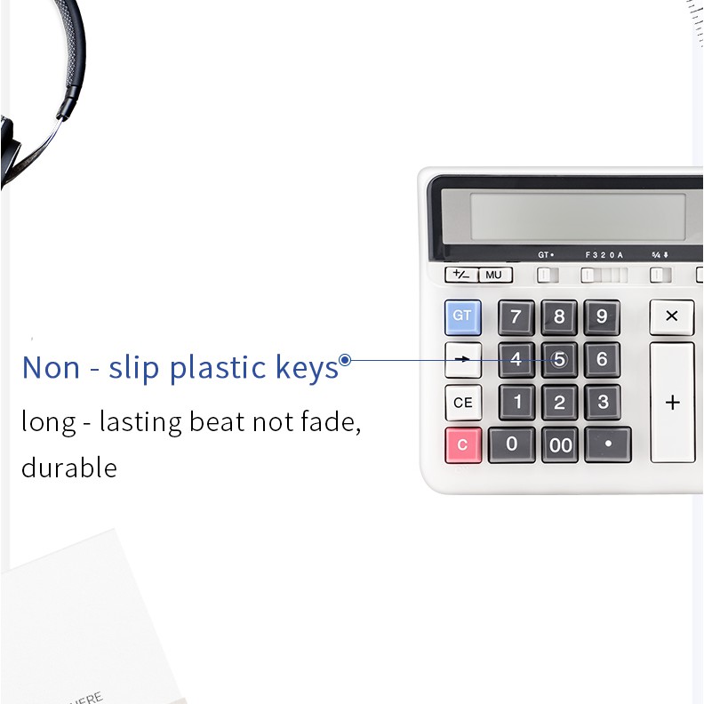 Máy tính tiền số to mặt kim loại 2 nguồn pin Baoke EC2135A