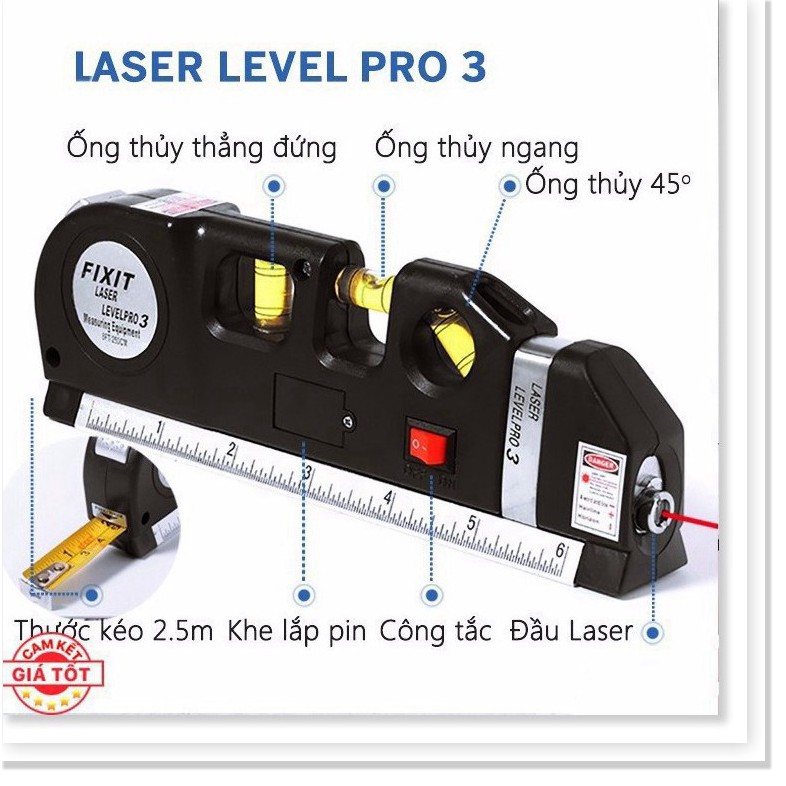 Thước thủy Nivo laser đa năng, Cân mực laser, thước kéo