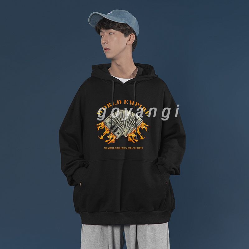 Áo hoodie goyangi Money Flame oversize phong cách hàn quốc