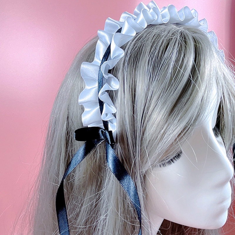 Băng Đô Cài Tóc Hình Nơ Phối Ren Phong Cách Lolita Dễ Thương Cho Bé Gái