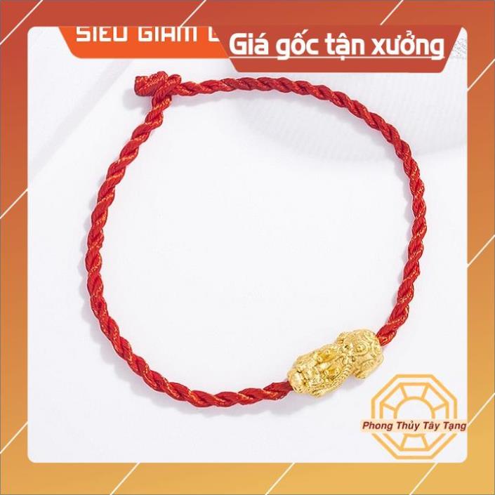 Vòng tay chỉ đỏ may mắn phong thủy  handemade nam nữ mix bi bạc, vàng, tỳ hưu, có màu đen