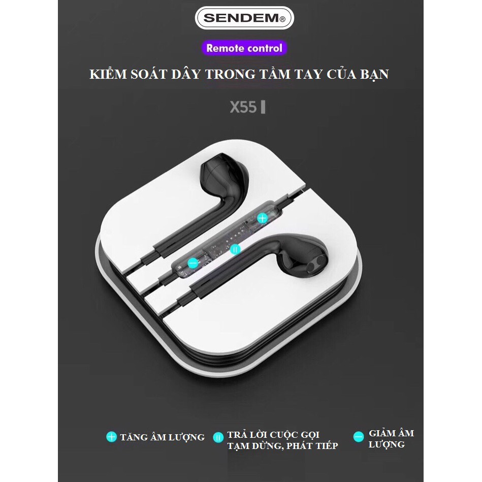 Tai nghe nhét tai SENDEM X55 Âm thanh siêu âm - Bass cực hay - Hàng chính hãng