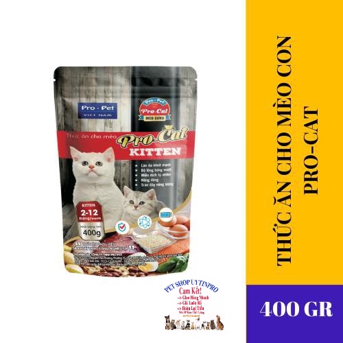 3 Gói Thức ăn hạt cho Mèo con PRO-CAT KITTEN Gói 400g Xuất xứ Pro-Pet Việt Nam Bổ sung dinh dưỡng hoàn chỉnh cho Mèo