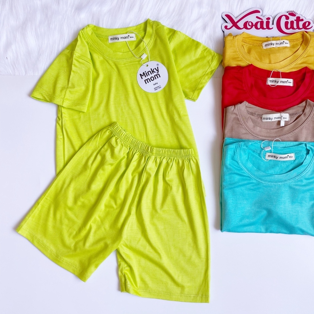 Bộ thun lạnh cộc tay Minkymom mẫu trơn cho bé trai bé gái mùa hè