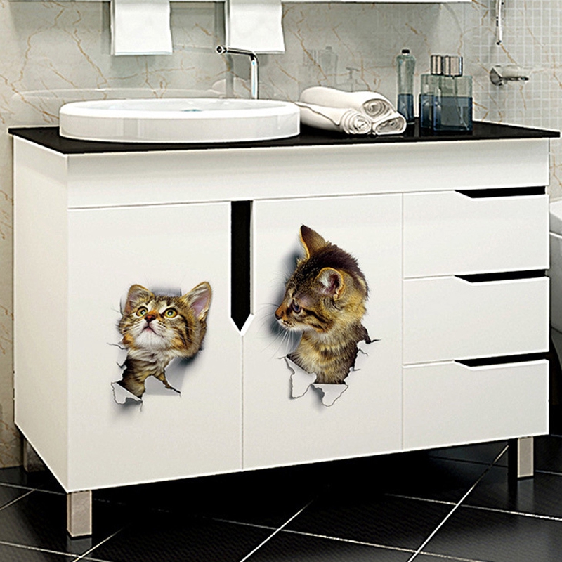 Miếng Dán Tường 3d Hình Mèo Sống Động