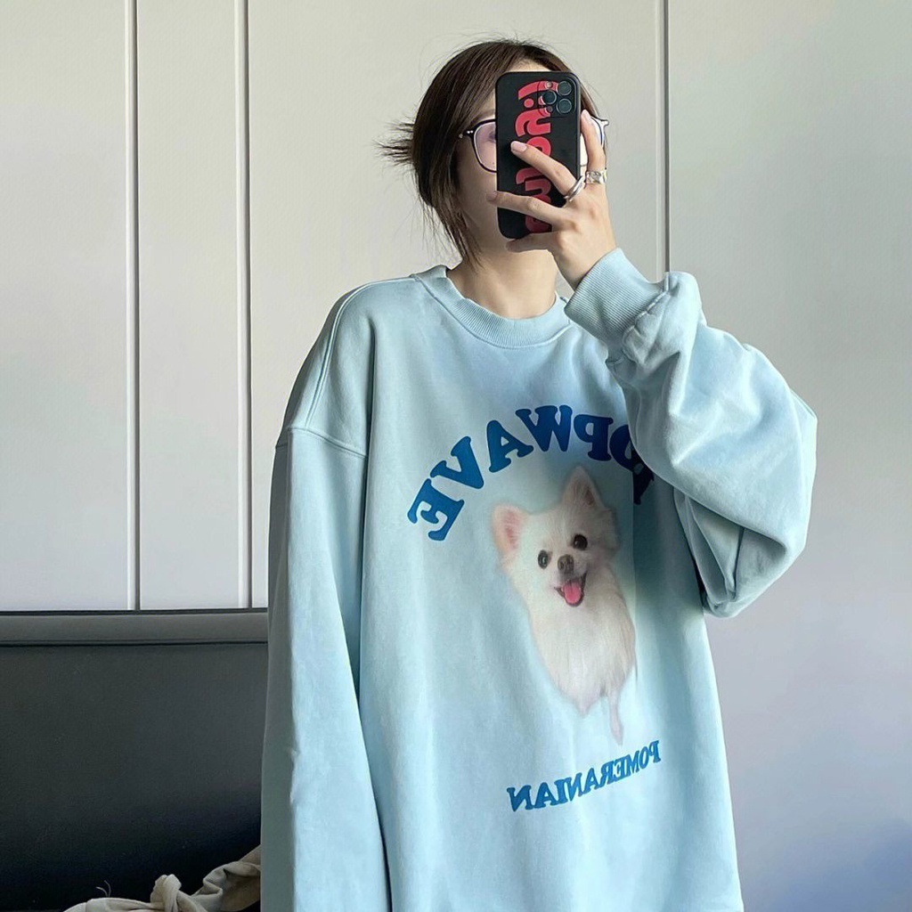 Áo sweater Cổ Tròn Chất Liệu 100% cotton Phong Cách retro Cho Nữ