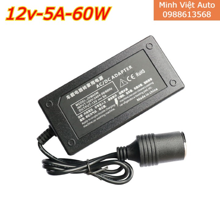 Đổi Nguồn 220V Sang 12V- Bộ Chuyển Đổi nguồn 12V - 5A-10A . Công Suất 60W-120W Đầu Cắm Ô Tô Loại Tốt