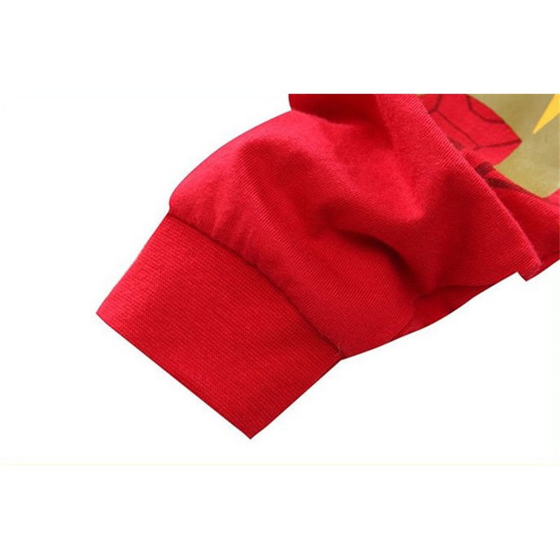 Set áo quần ngủ tay dài họa tiết người sắt độc đáo cho bé trai