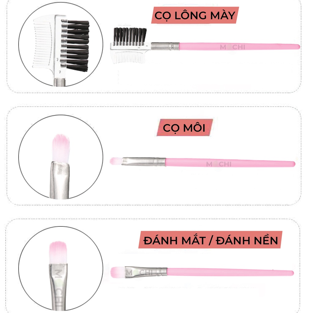 Bộ Cọ Trang Điểm 5 Món Makeup Phấn Mắt l Má Hồng l Kem Nền l Kẻ Lông Mày l Che Khuyết Điểm Tiện Dụng MOCHI SHOP