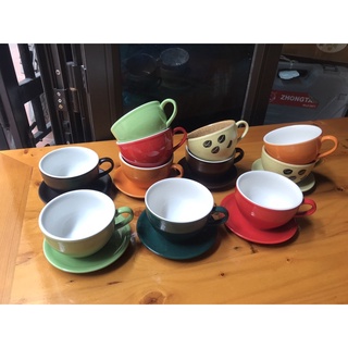 Combo 10 bộ cốc đĩa cafe capuchino đủ màu