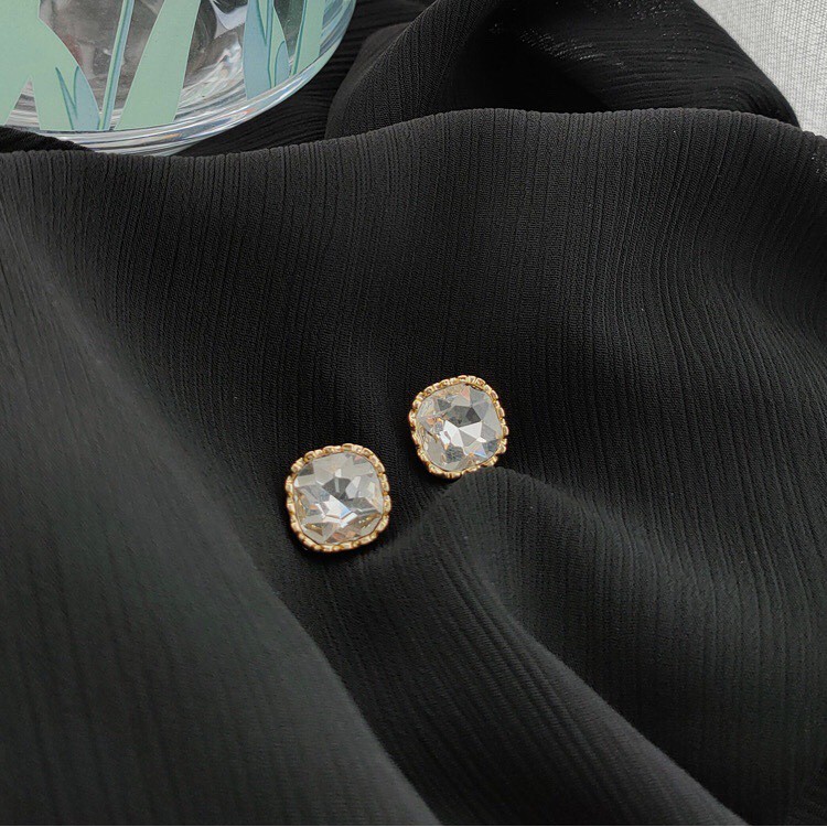 Khuyên tai dáng vuông mạ bạc 925 cá tính thời trang dành cho nữ