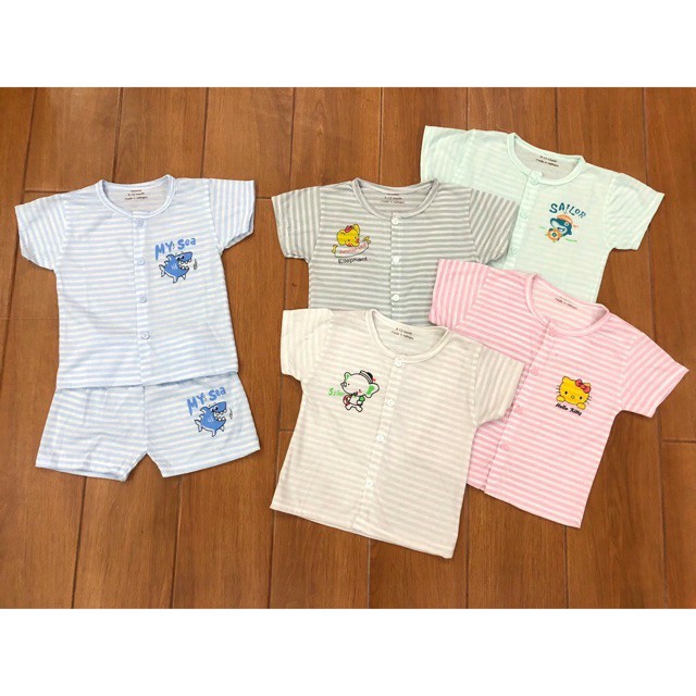 Bộ cộc kẻ Noubaby cotton mềm mát mặc hè 0-15m