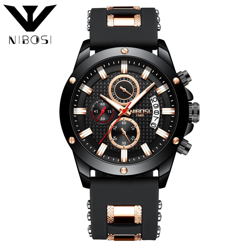 Đồng hồ nam Nibosi 2333 dây thép thiết kế nam tính manh mẽ