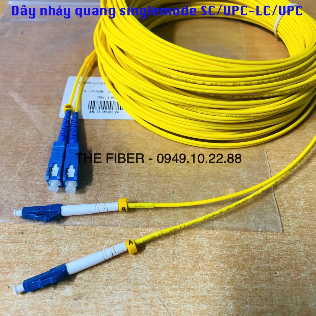 Dây nhảy quang Singlemode SC/UPC-LC/UPC phi 2.0mm, Duplex. Chiều dài theo yêu cầu