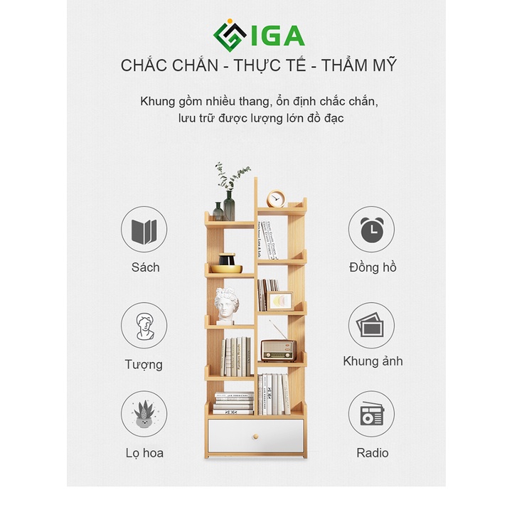 Giá sách IGA hình cây có hộc đừng đồ phong cách Nordic GP171