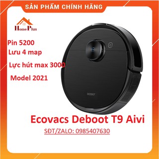 ⚡Hàng chính hãng⚡ Robot hút bụi lai nhà Ecovacs Deboot T9 Aivi- Lực hút max 3000PA-Tặng App Ecovacs Home