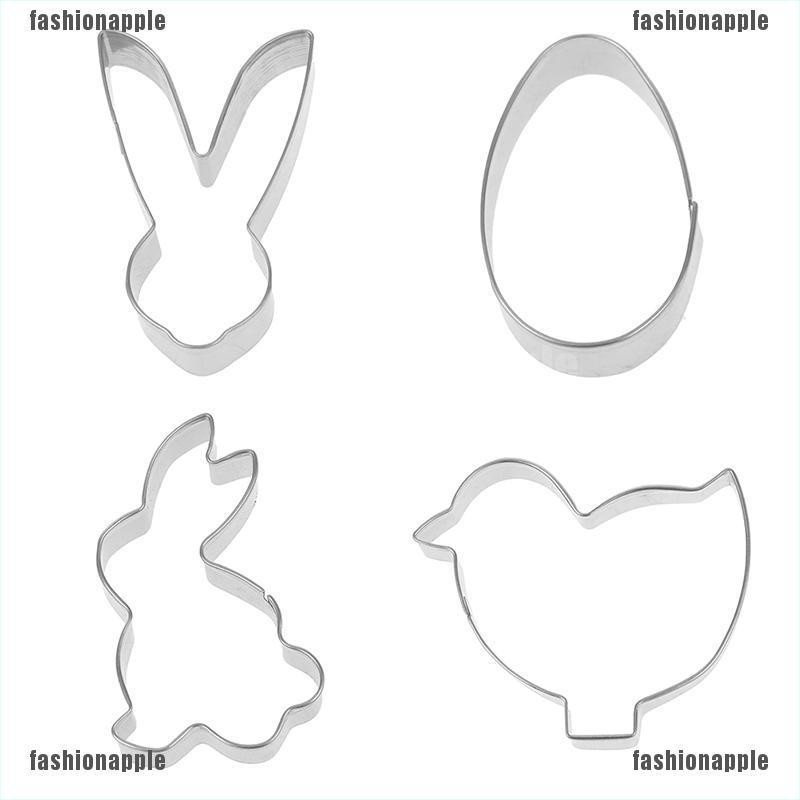 Bộ 4 Khuôn Làm Bánh Quy Bằng Thép Không Gỉ Hình 3D