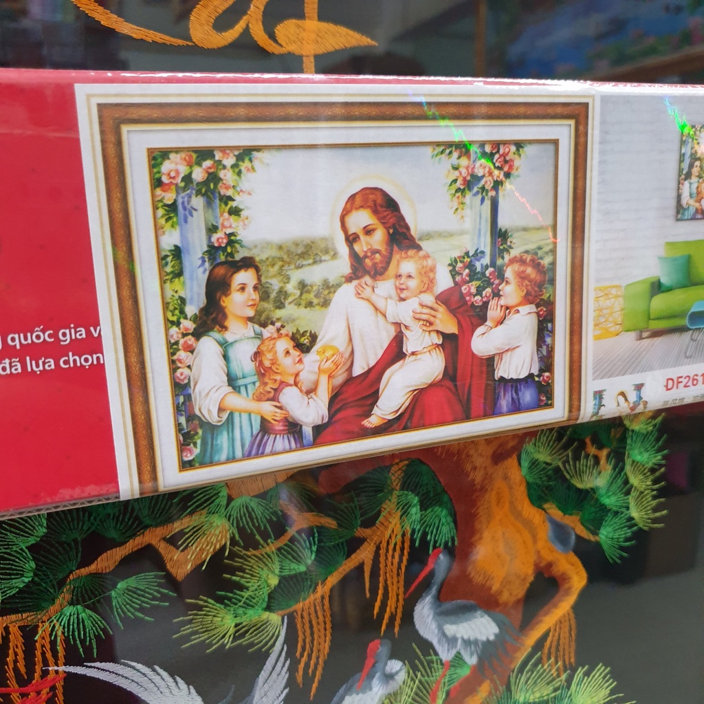 Tranh Đính Đá GIA ĐÌNH CHÚA (ĐÁ ABC CAO CẤP). Kích Thước: 75cm x 53cm