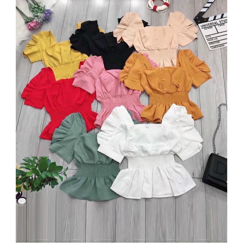 [Ảnh thật] 55-90kg Bigsize Áo Peplum Tay Phồng 8 Màu Siêu Xịn