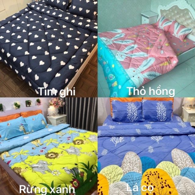 (Bộ 5 món) Cotton poly chăn phao. Inbox cho shop để chọn mẫu nhé