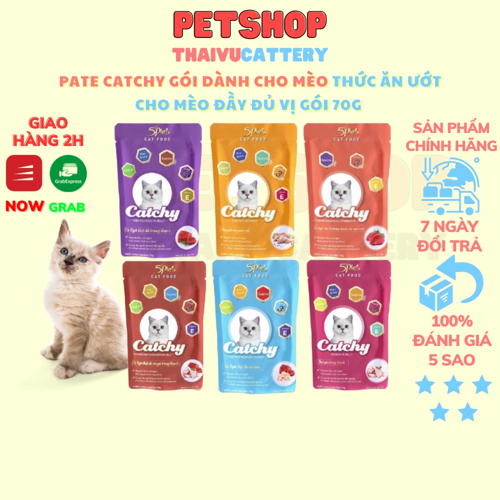 Pate mèo Catchy cho mèo mọi lứa tuổi mèo kén ăn gói 70gr nhiều vị - Thaivucattery
