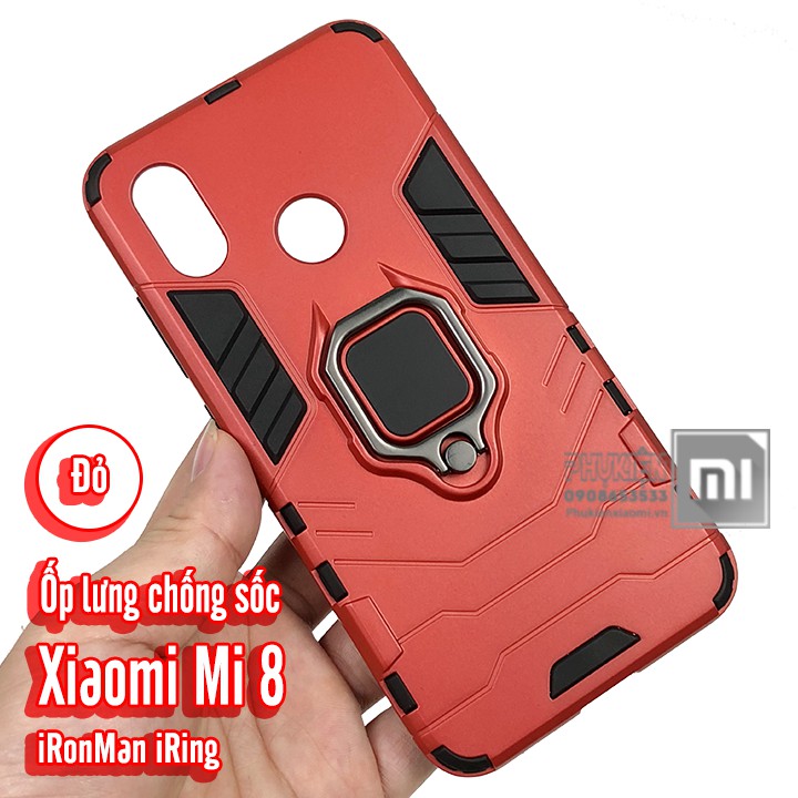 Ốp lưng Xiaomi Mi 8 iRON - MAN IRING Nhựa PC cứng viền dẻo chống sốc - Đỏ