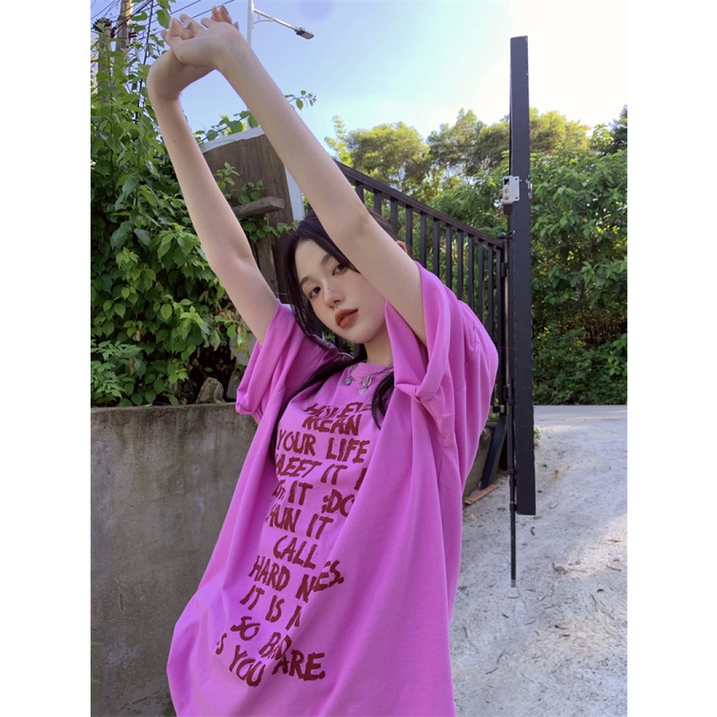 Áo Thun Tay Ngắn Dáng Rộng Phong Cách Retro Mỹ