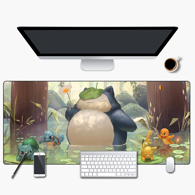 Miếng lót chuột hình bàn phím cho máy tính để bàn hình Snorlax Pokemon size lớn