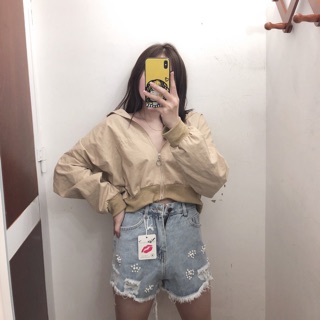 Quần short jean lưng cao hình thật