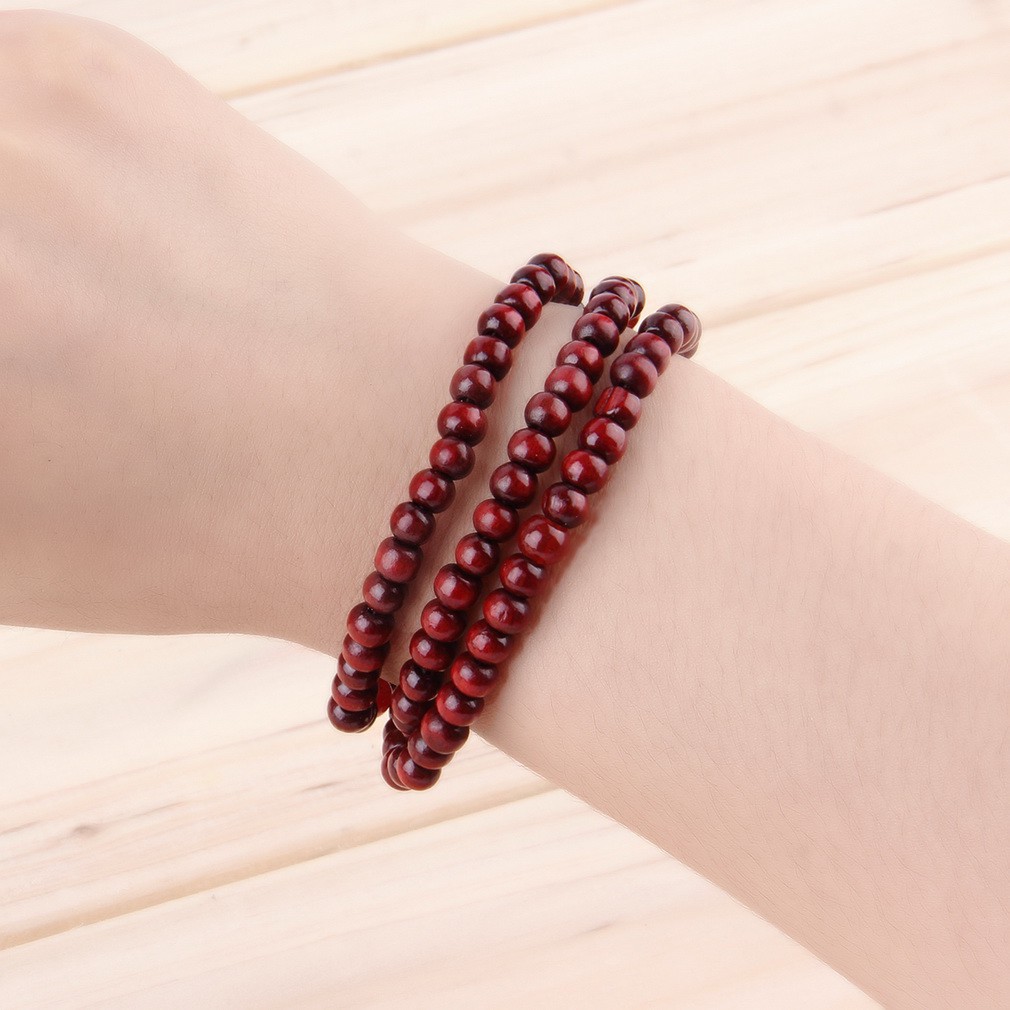 Vòng đeo tay hạt gỗ nhiều lớp cầu nguyện Phật Giáo