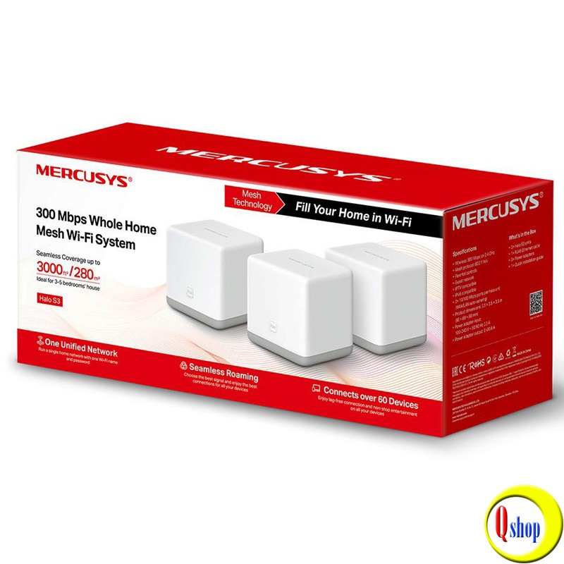 Bộ Phát Wifi MERCUSYS Halo S3(3-Packs) Mesh Wifi - Chính hãng