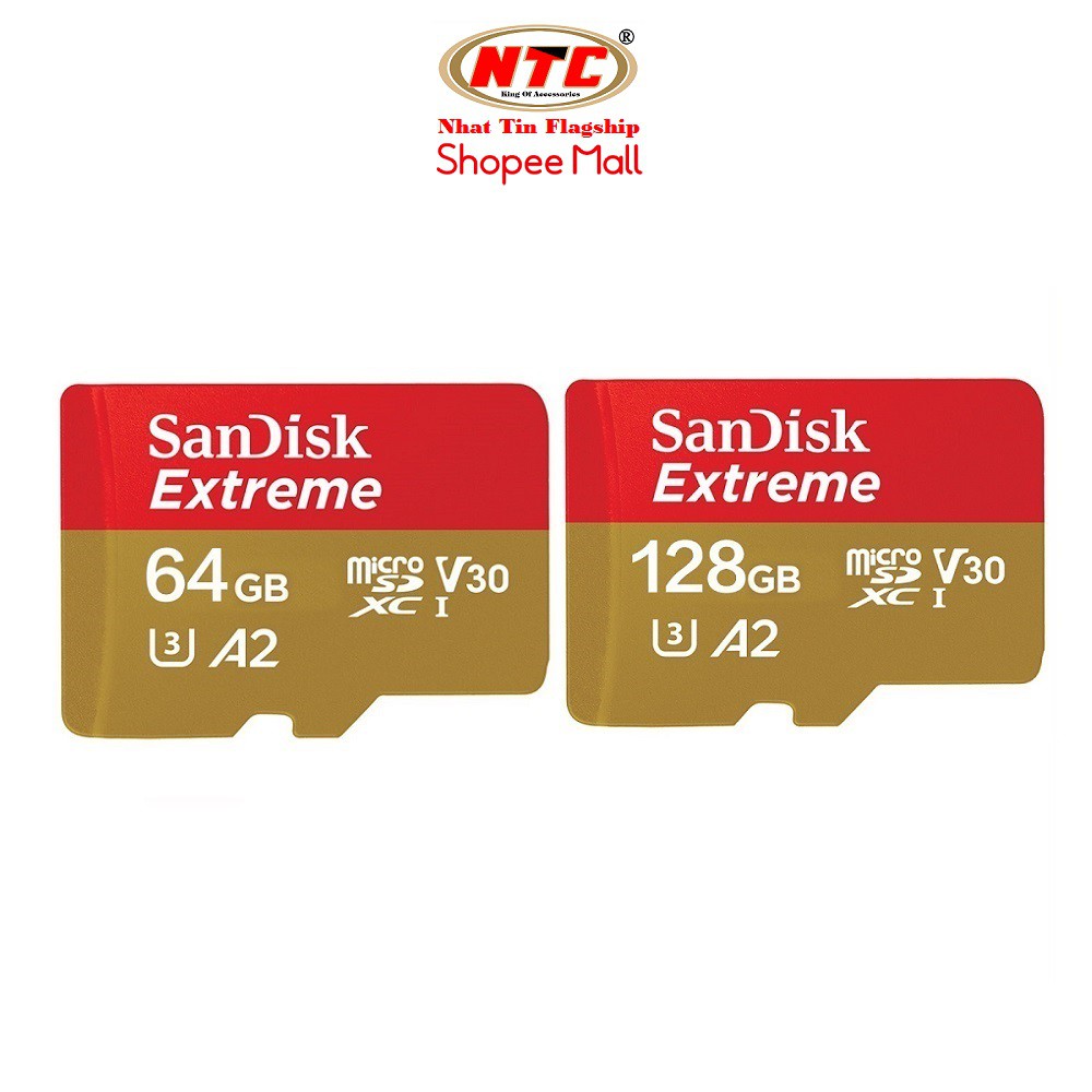 Thẻ nhớ MicroSDXC SanDisk Extreme A2 V30 U3 4K 64GB R170MB/s W80MB/s / 128GB R190MB/s W90MB/s (Gold)