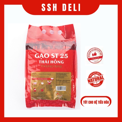 Gạo st25 Thái Hồng thượng hạng túi 3 kg