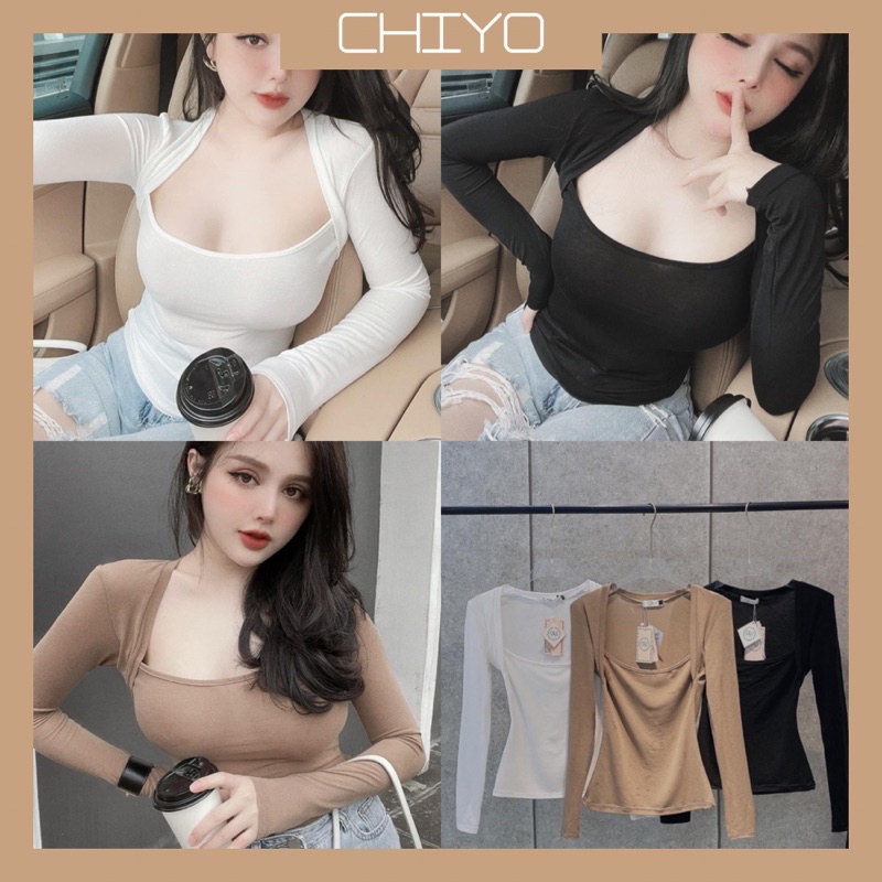 Áo gân cổ yếm vuông trơn basic A68