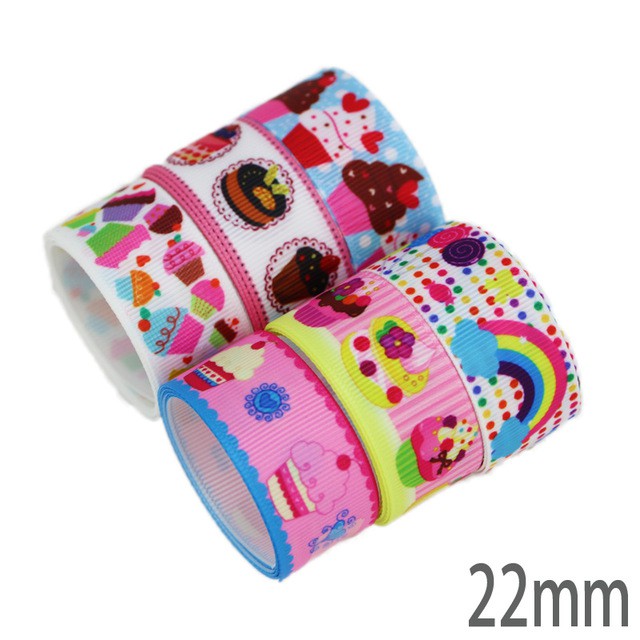 Bộ 6 Ruy Băng Ren In Họa Tiết Dễ Thương (22 / 25mm / 38mm)