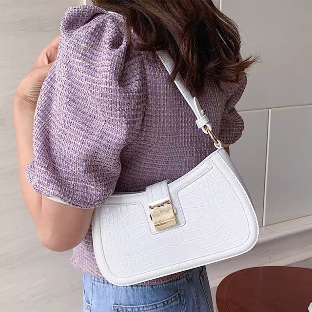 TÚI KẸP NÁCH KHOÁ VUÔNG DA SẦN HOT TREND