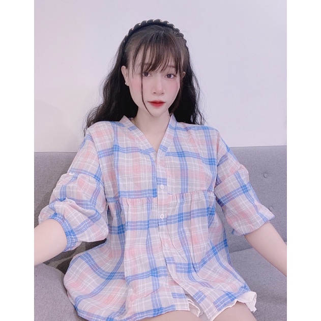 Áo Babydoll caro (Ảnh shop chụp thật chính chủ 100%)