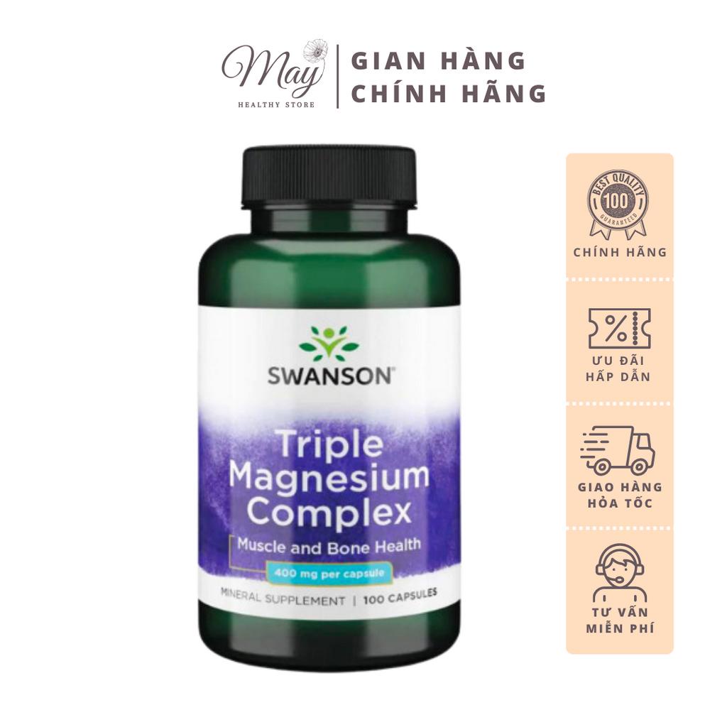 Viên Uống Swanson Triple Magnesium Complex Hỗ Trợ Phát Triển Cơ và Tăng Cường Sức Khỏe Xương Khớp (100 Viên/Lọ)