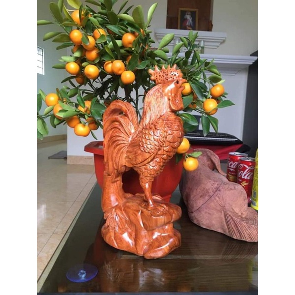 Tượng con gà gỗ hương cao 30cm