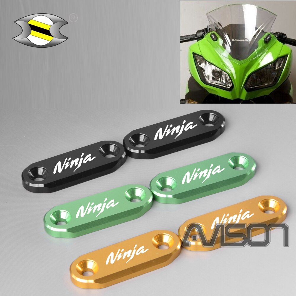 For Kawasaki Ninja 300 400 650 ZX6R Mirror Block Off Plates Upper Fairings Protect Anodized Aluminum