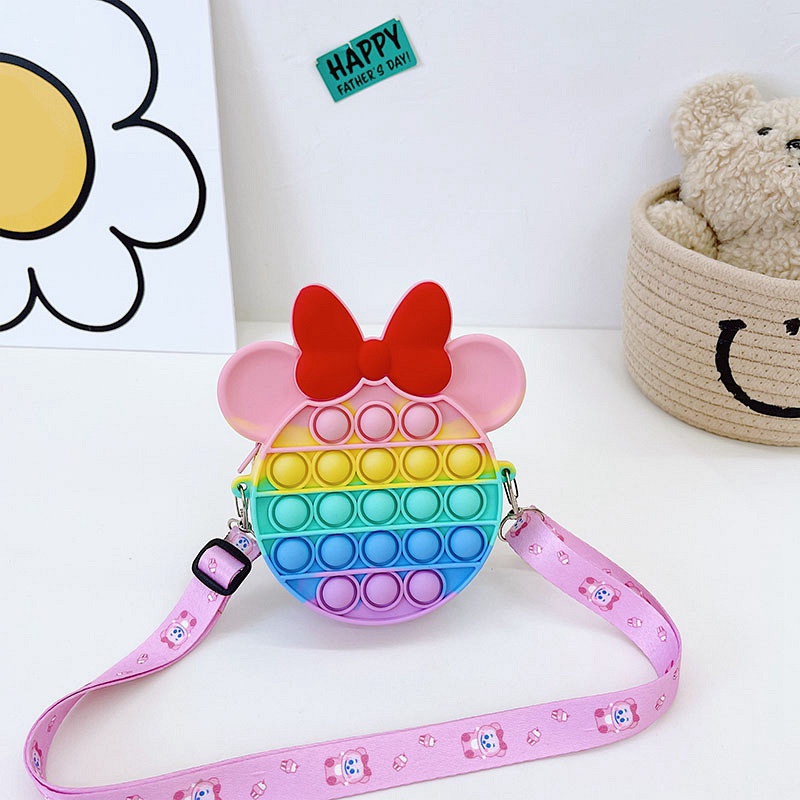 Túi đeo chéo đeo vai xách tay đồ chơi nhấn bóng khí silicone giải tỏa căng thẳng kiểu hoạt hình đáng yêu