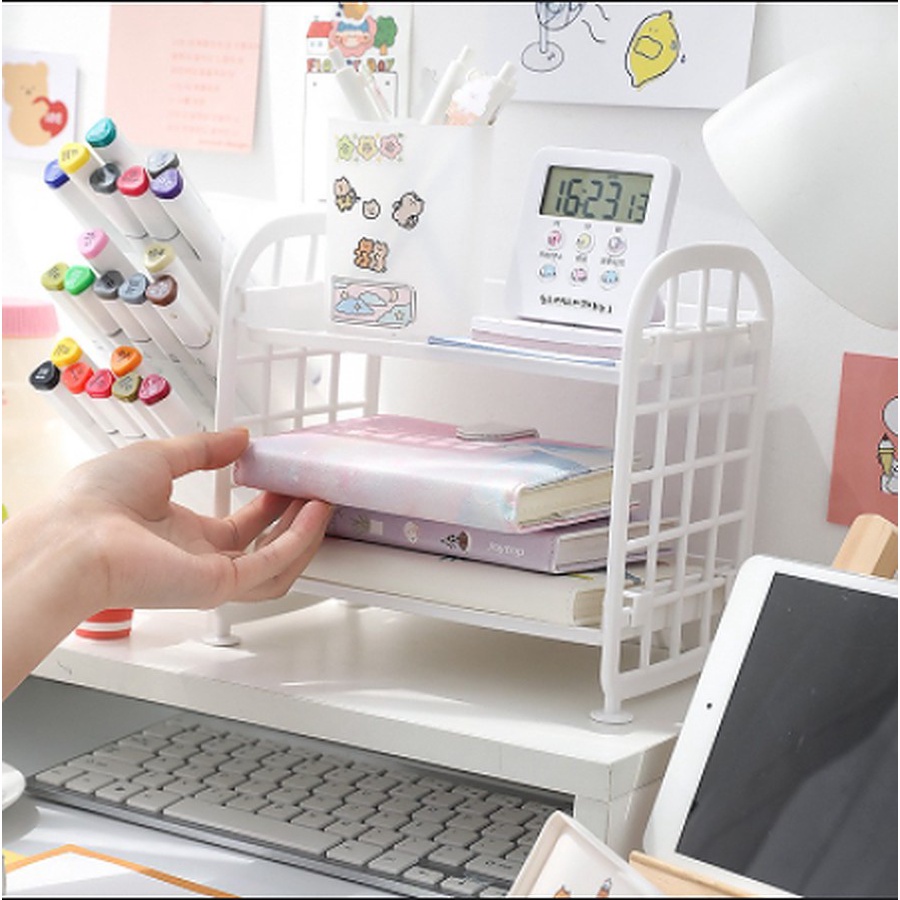 Kệ nhựa mini 2 tầng - Giá để đồ 2 tầng mini lắp ghép