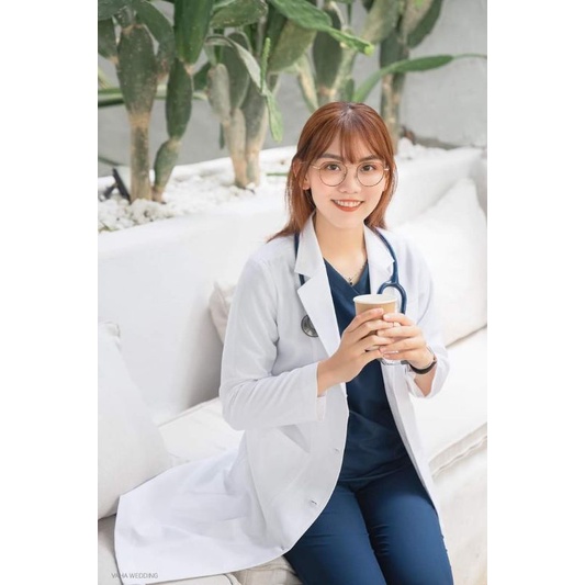 Áo blu phòng khán, bệnh viện, áo blu sinh viên thực tập chất  kaki đẹp