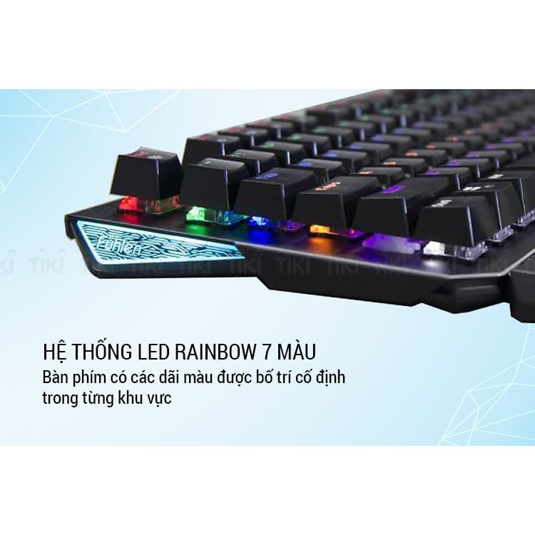 Bàn Phím cơ Fuhlen D (Destroyer) Kailh blue switch – LED RAINBOW 7 màu - Chính hãng BH 24 tháng