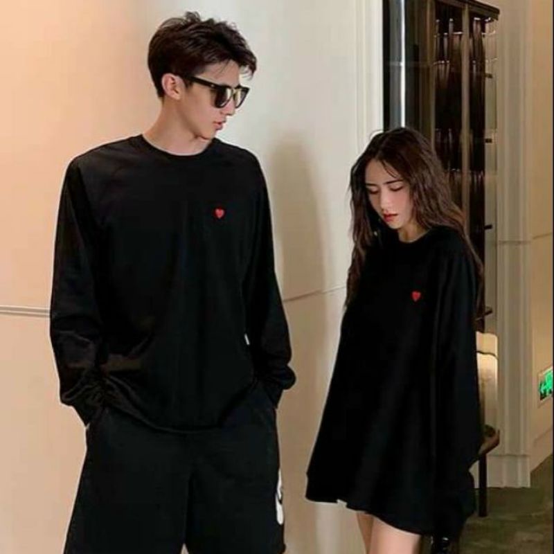 Áo cặp đôi thu đông nam nữ hình trái tim, áo nỉ bông siêu hót