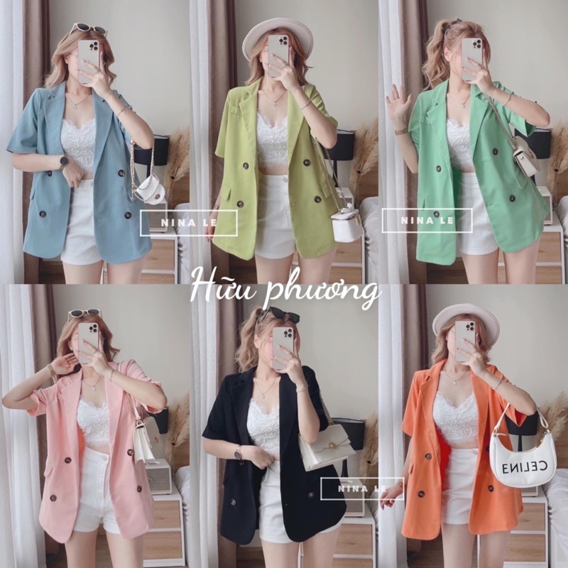 Áo vest blazer cúc loang